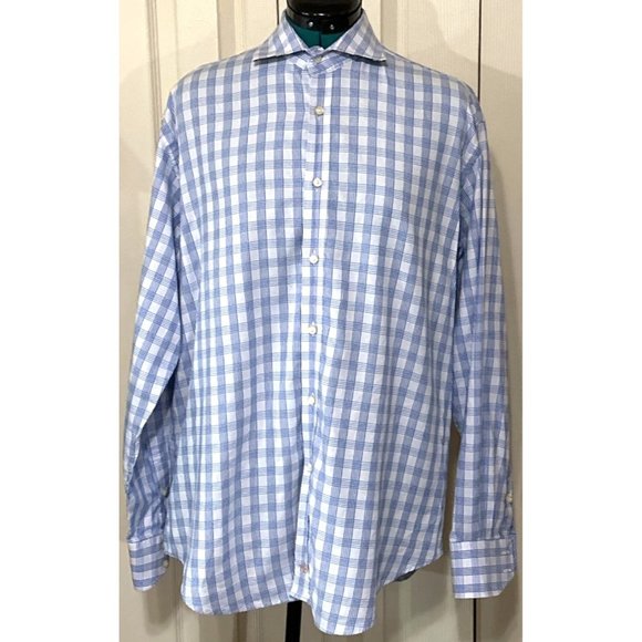 TD Thomas Dean Men's Button-Down Casual Shirt Check Pattern Cotton Size L (READ) - Picture 3 of 16